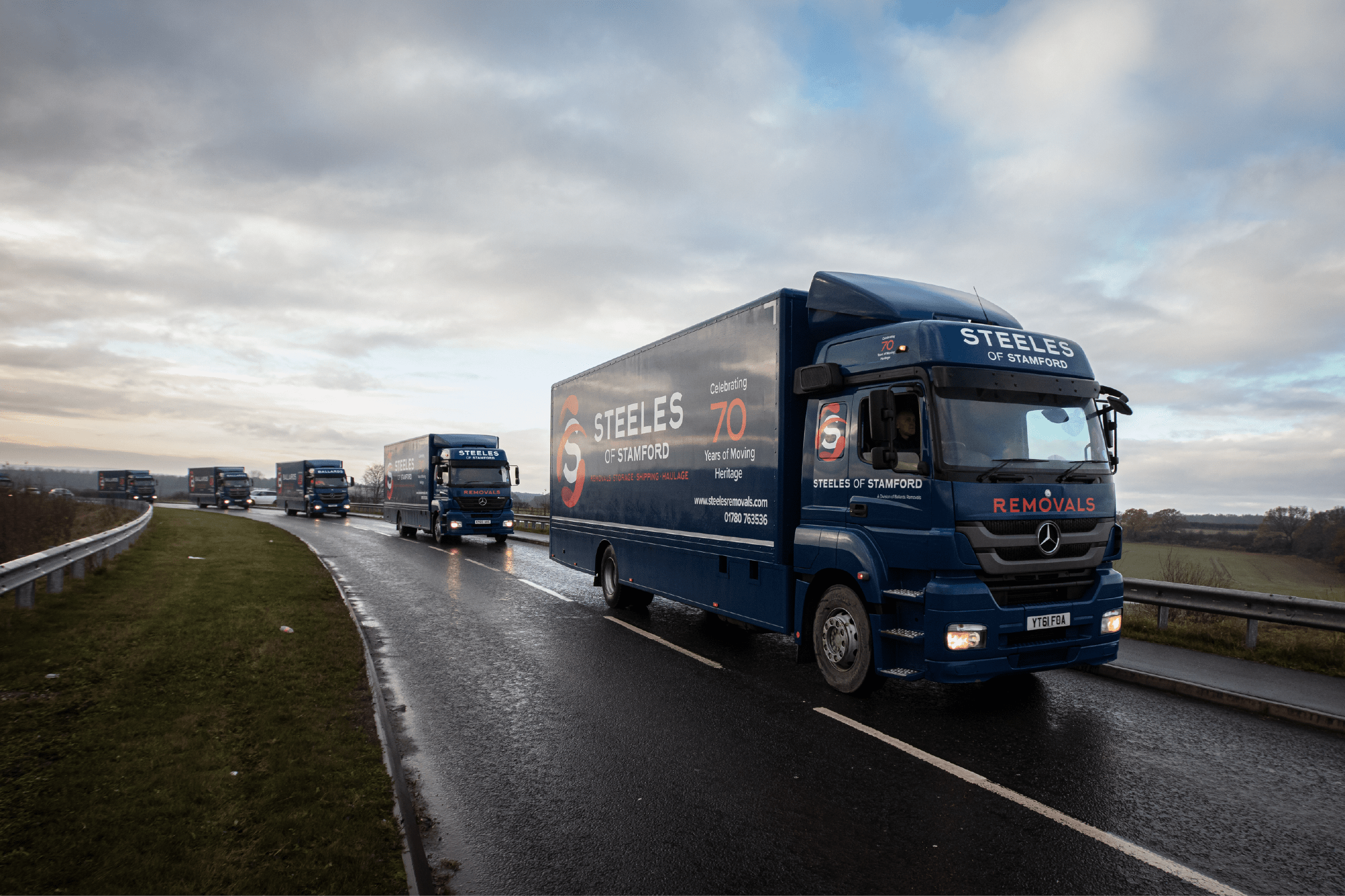 Steeles of Stamford lorries in convoy