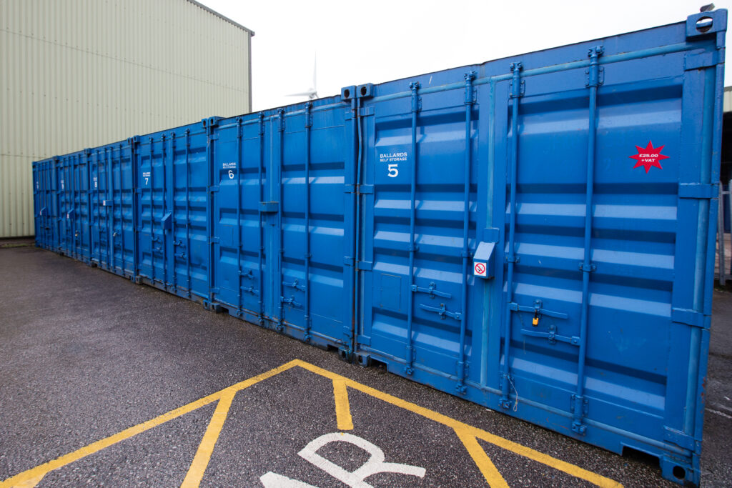 Storage containers in a row
